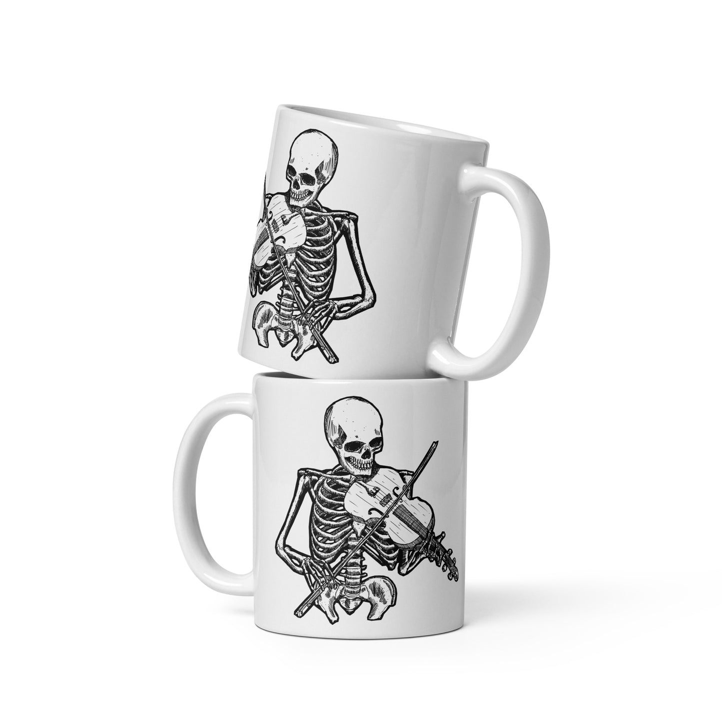 BellavanceInk: Coffee Mug With Pen & Ink Drawing Of A Skeleton Playing The Fiddle/Violin
