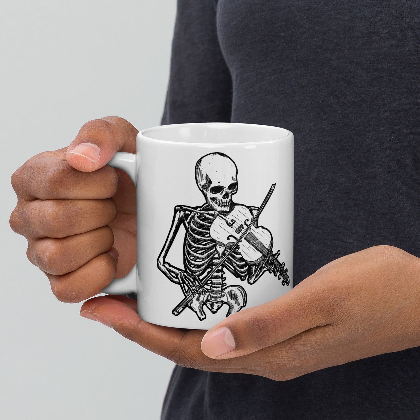 BellavanceInk: Coffee Mug With Pen & Ink Drawing Of A Skeleton Playing The Fiddle/Violin