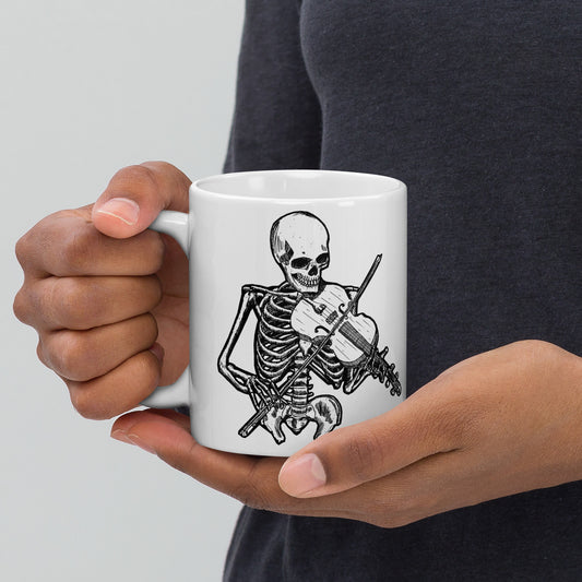 BellavanceInk: Coffee Mug With Pen & Ink Drawing Of A Skeleton Playing The Fiddle/Violin