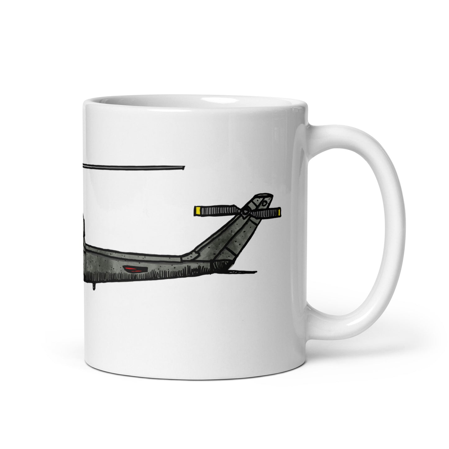 BellavanceInk: Coffee Mug With A Vintage Cobra Attack Helicopter Pen & Ink Sketch With Watercolor