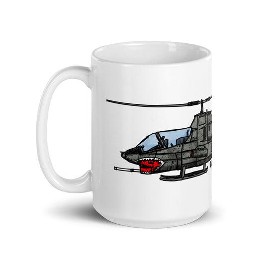 BellavanceInk: Coffee Mug With A Vintage Cobra Attack Helicopter Pen & Ink Sketch With Watercolor