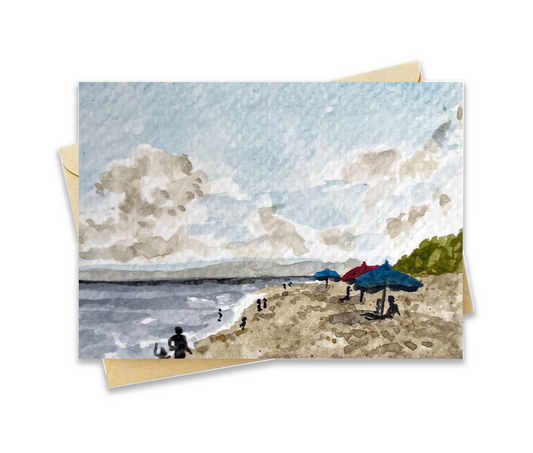 BellavanceInk: Greeting Card With Watercolor Of A Beach View At Kitty Hawk North Carolina 5 x 7 Inches