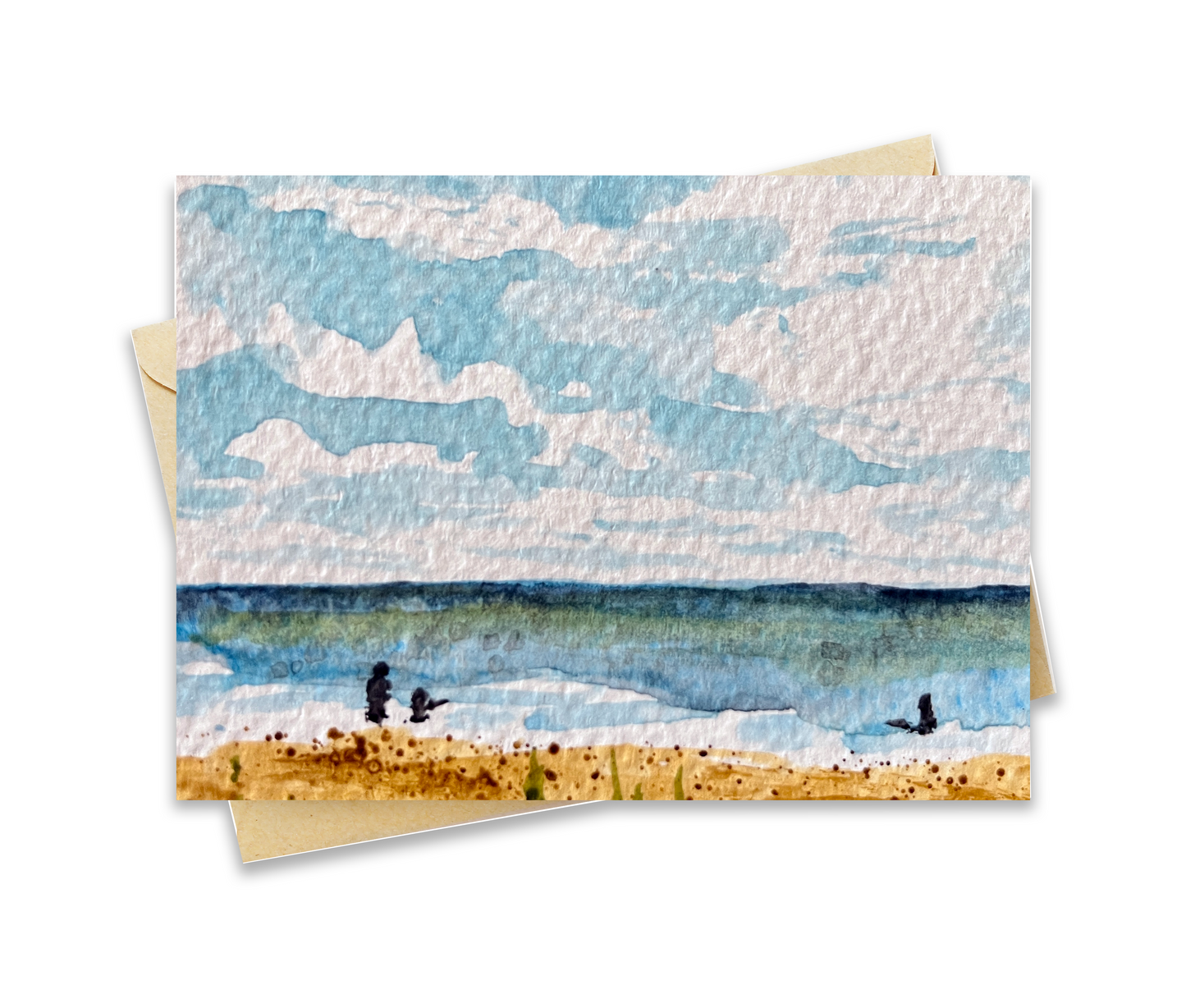 BellavanceInk: Greeting Card With Watercolor Of A Day At The Beach 5 x 7 Inches