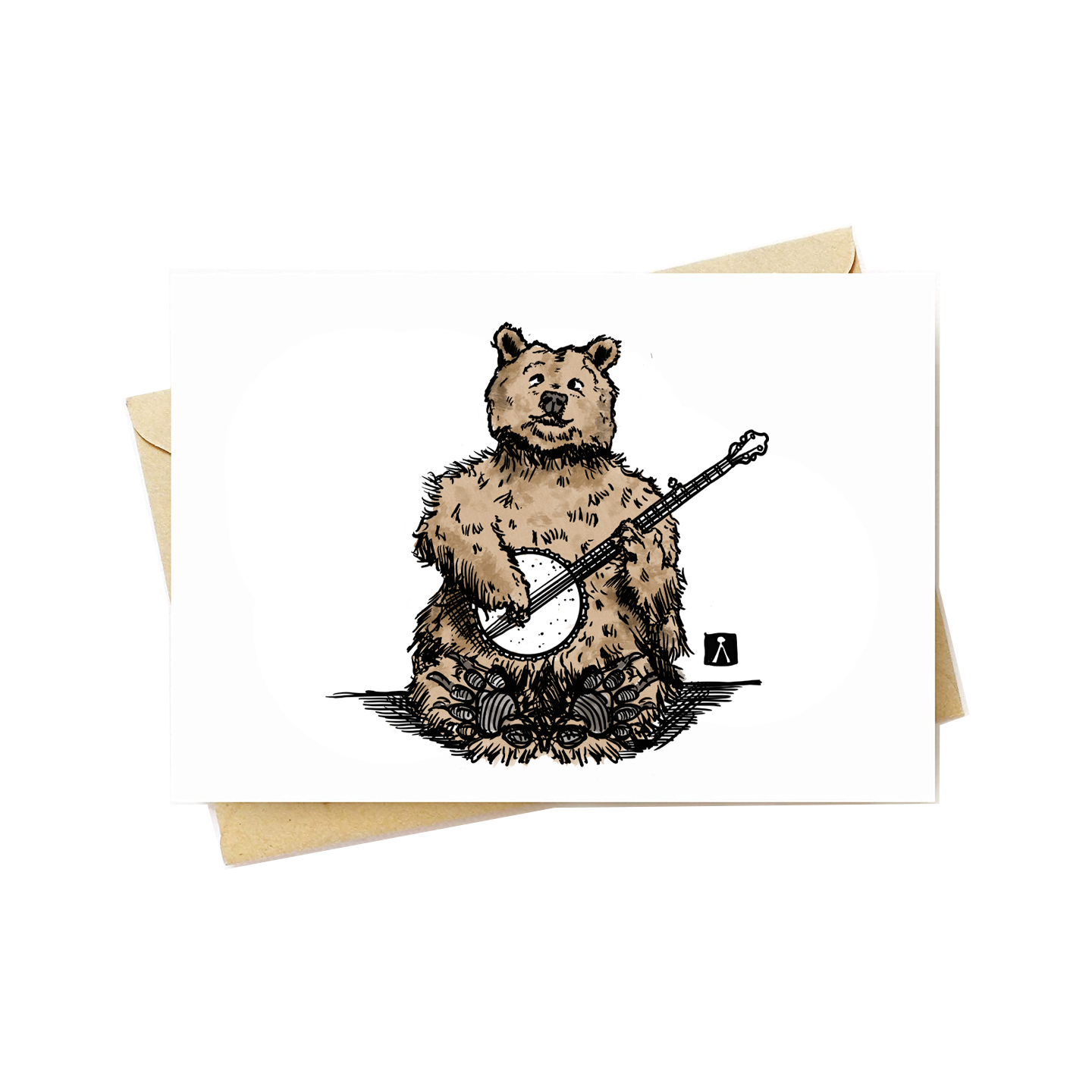 BellavanceInk: Greeting Card With A Pen & Ink Drawing Of A Grizzly Bear Playing The Banjo 5 x 7 Inches