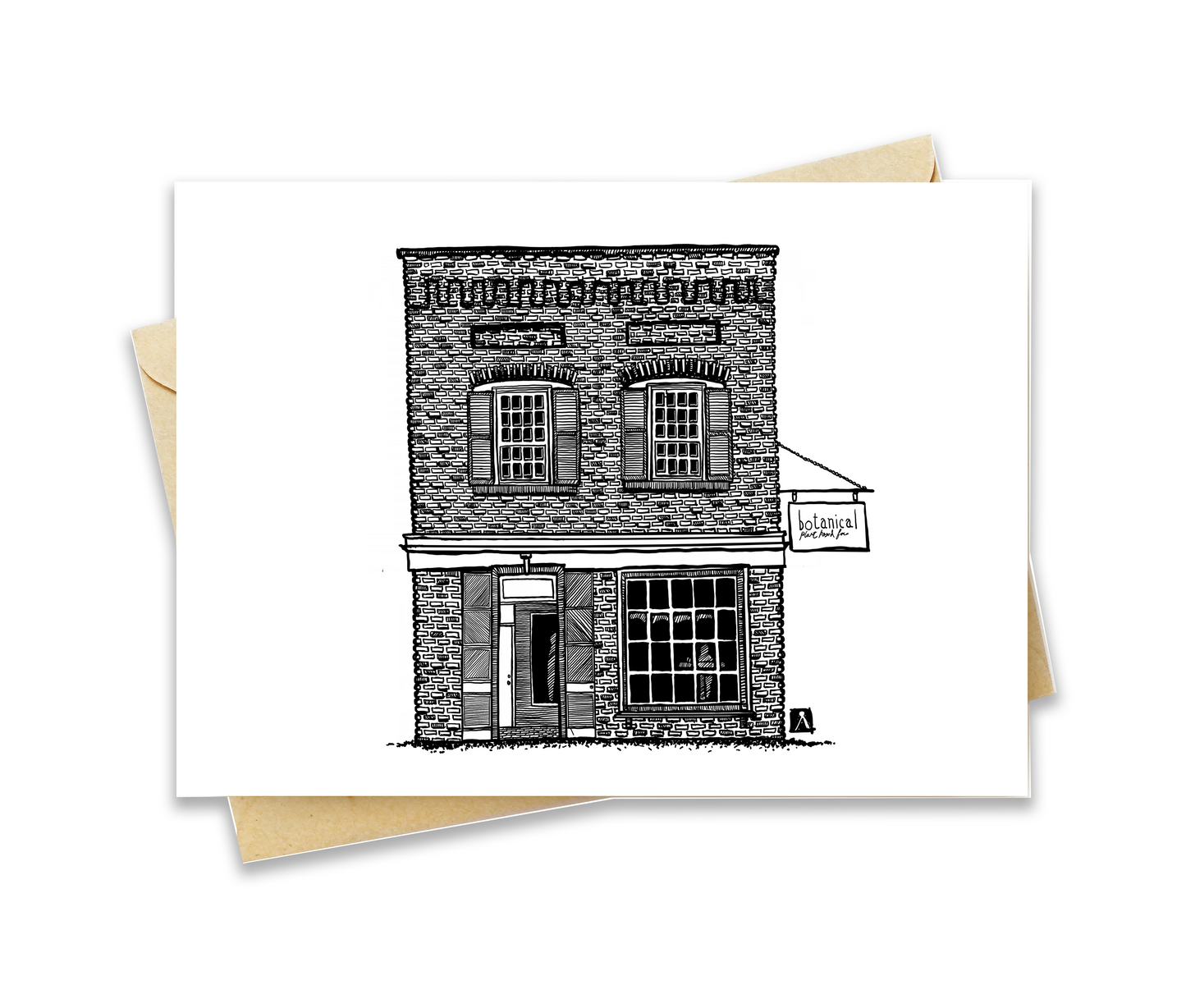 BellavanceInk: Greeting Card With A Pen & Ink Drawing Of Botanical Restaurant In Charlottesville 5 x 7 Inches