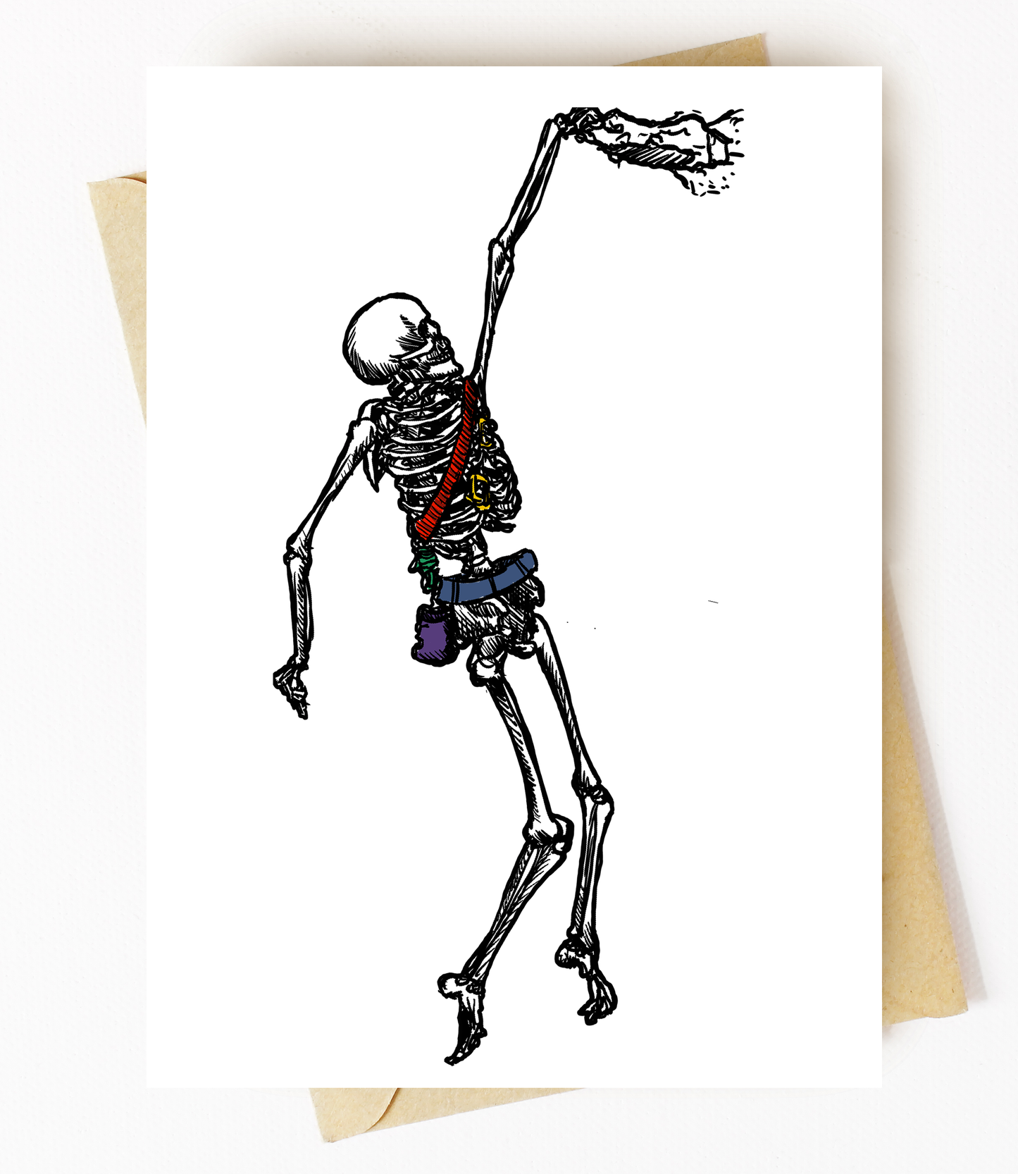 BellavanceInk: Greeting Card With Skeleton Rock Climbing 5 x 7 Inches