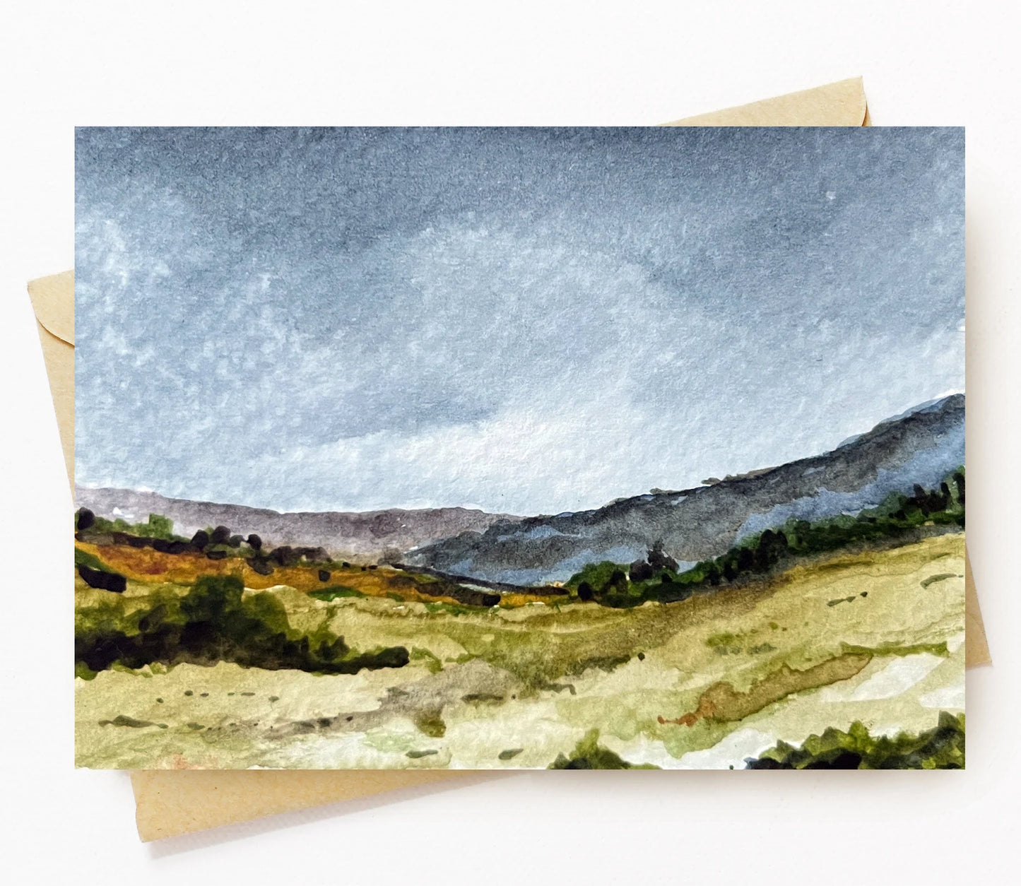 BellavanceInk: Greeting Card With Watercolor Of The Fields And Mountains Of Crozet Virginia 5 x 7 Inches - BellavanceInk