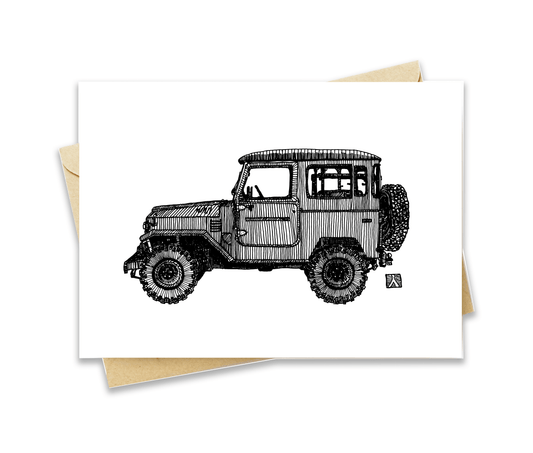 BellavanceInk: 5 x 7 Greeting Card With A Toyota FJ40 Pen And Ink Illustration - BellavanceInk