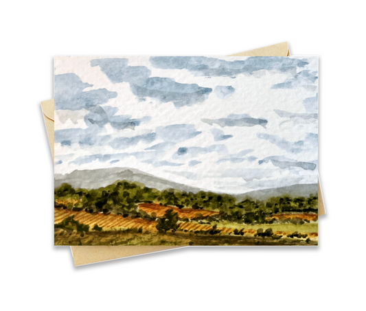 BellavanceInk: Greeting Card With Watercolor Of Farmland In The Blue Ridge Valley 5 x 7 Inches
