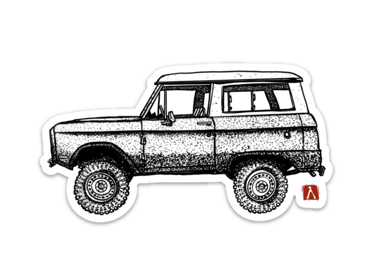BellavanceInk: Vintage Bronco SUV Pen And Ink Illustration Vinyl Sticker Illustration - BellavanceInk