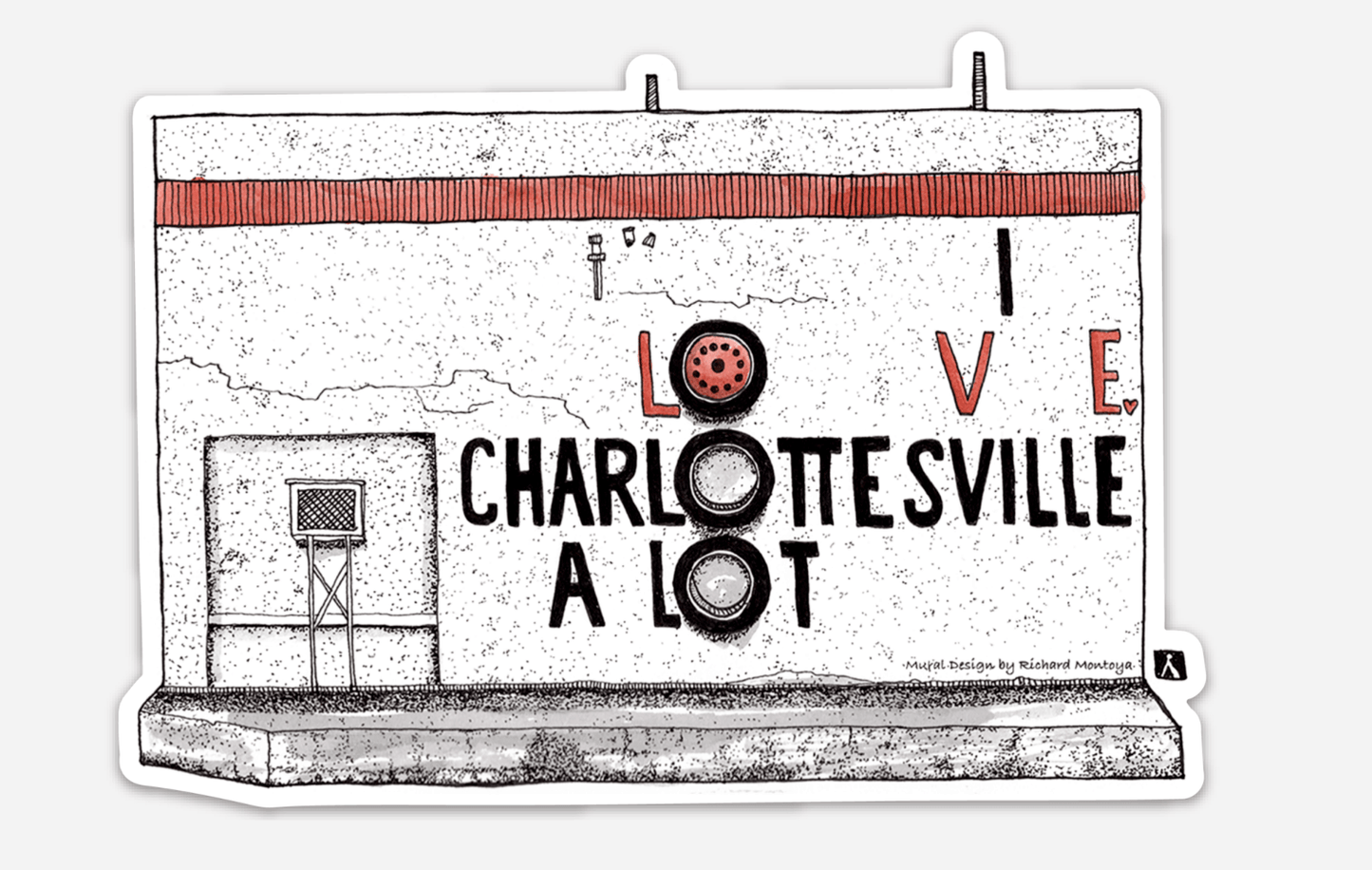 BellavanceInk: I Love Charlottesville A Lot Charlottesville Pen And Ink Illustration Vinyl Sticker - BellavanceInk