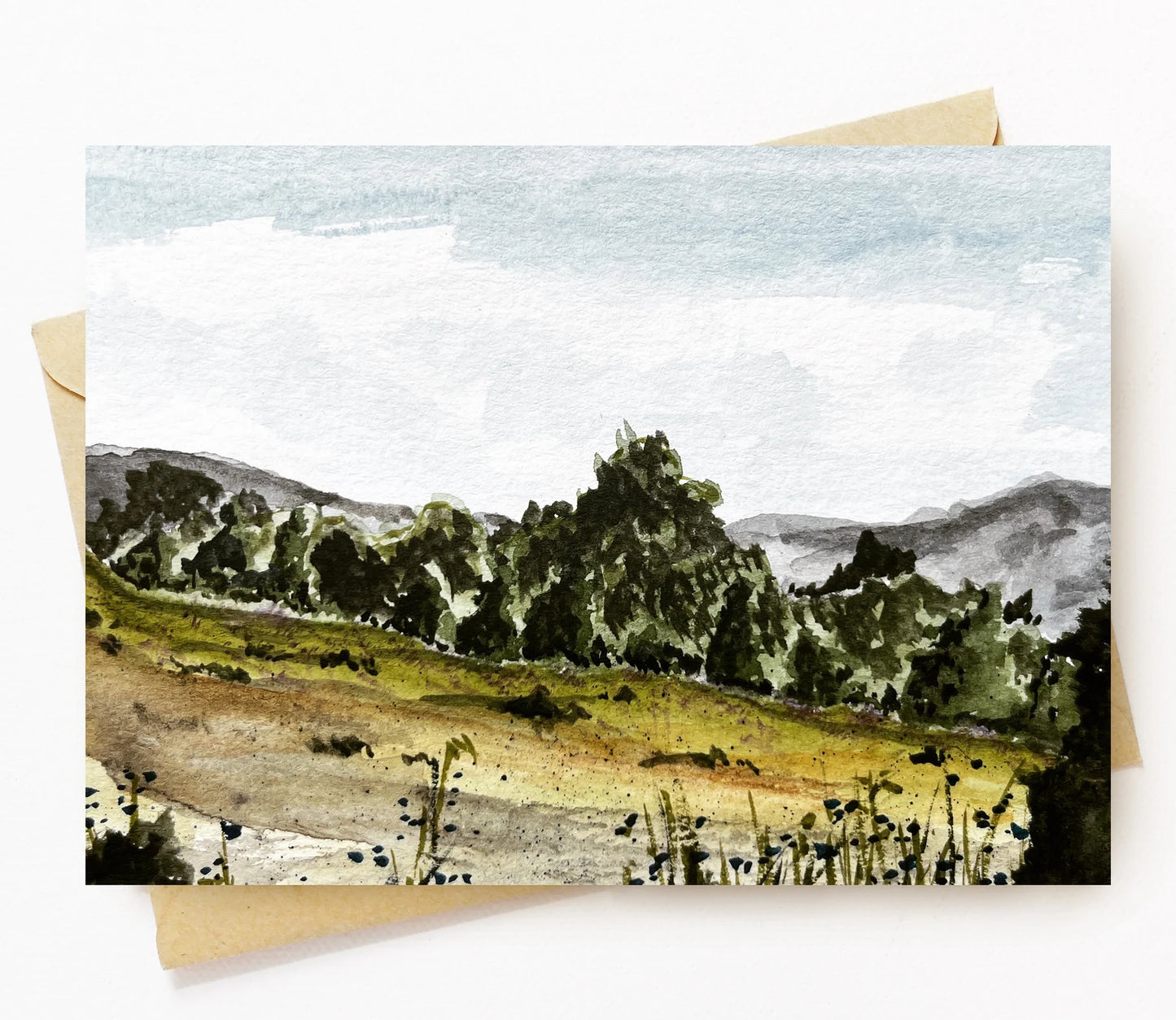 BellavanceInk: Greeting Card With Watercolor Of Fields And Meadows In The Blue Ridge Mountains 5 x 7 Inches - BellavanceInk