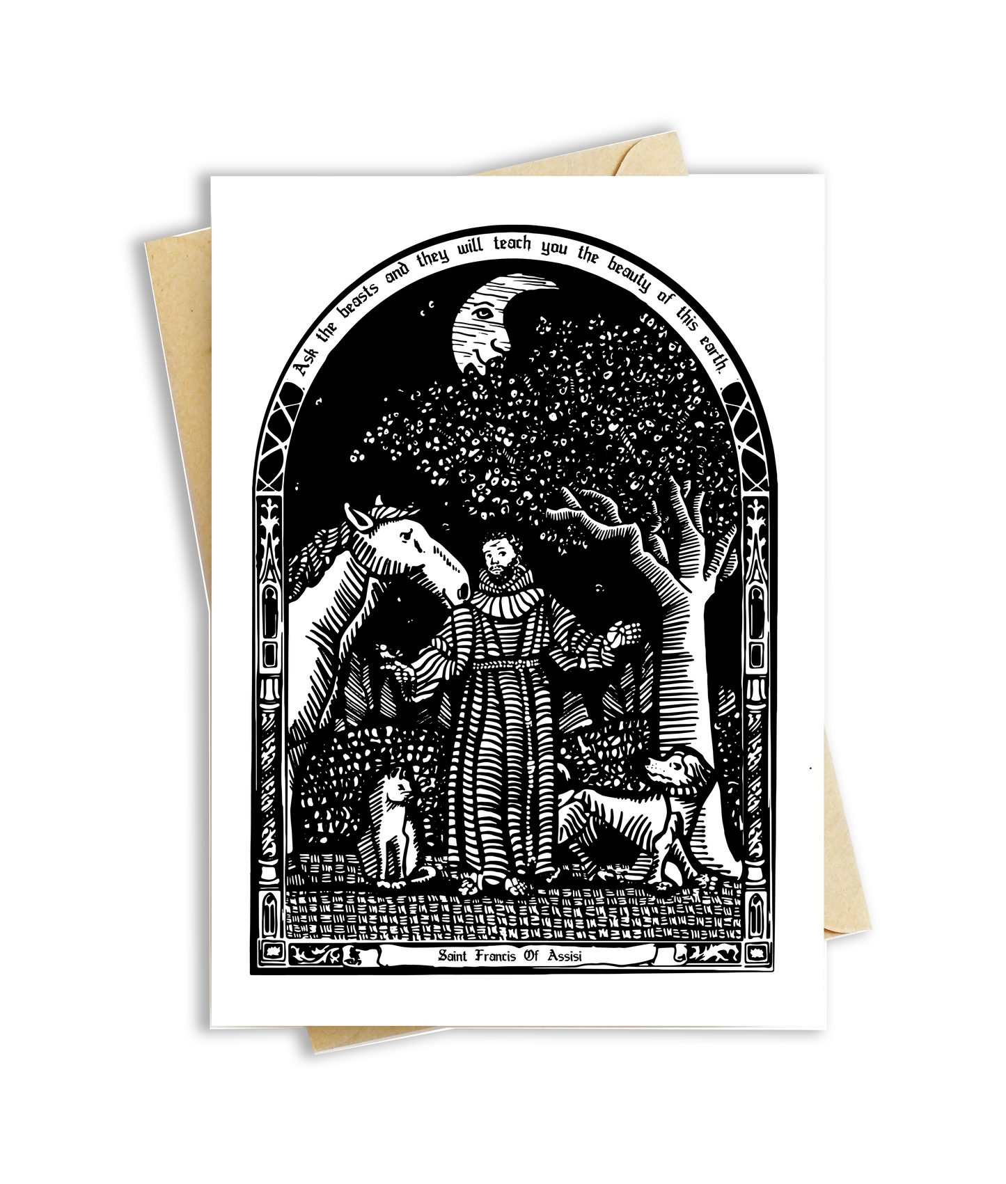 BellavanceInk: Greeting Card Of Saint Francis Of Assisi Patron Saint Of Animals 5 x 7 Inches