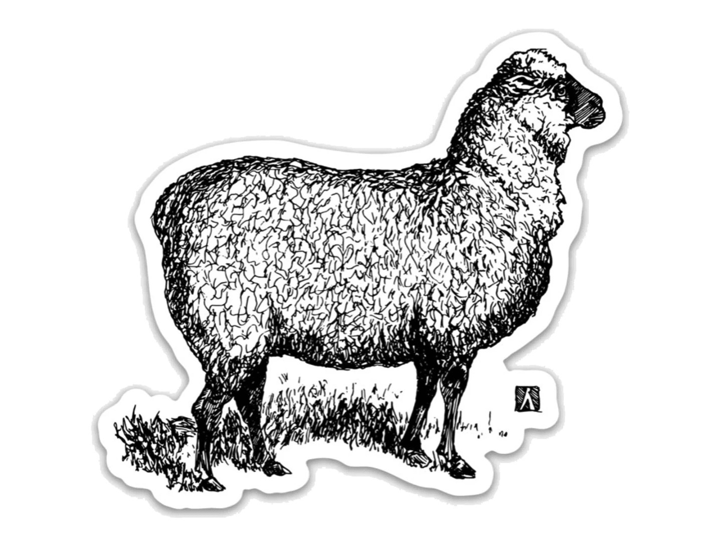 BellavanceInk: Proud Sheep Pen And Ink Illustration On A Vinyl Sticker - BellavanceInk