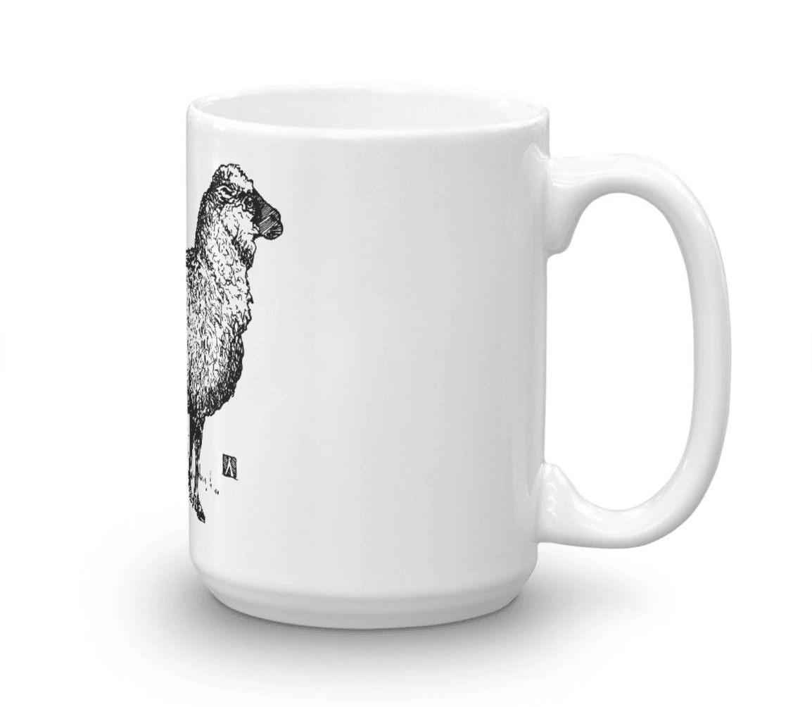 BellavanceInk: Coffee Mug With Proud Sheep Pen & Ink Sketch - BellavanceInk