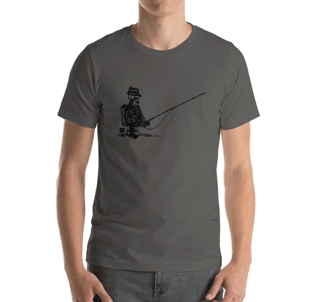 BellavanceInk: Skeleton Fly Fishing Along The River Styx Short Sleeve T-Shirt - BellavanceInk