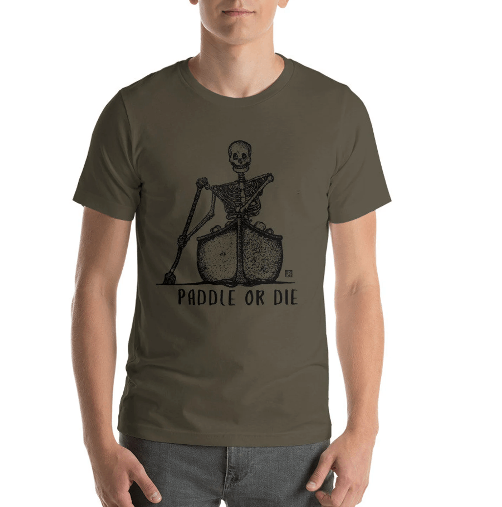 BellavanceInk: Skeleton Canoeing "Paddle Or Die" Short Sleeve T-Shirt - BellavanceInk