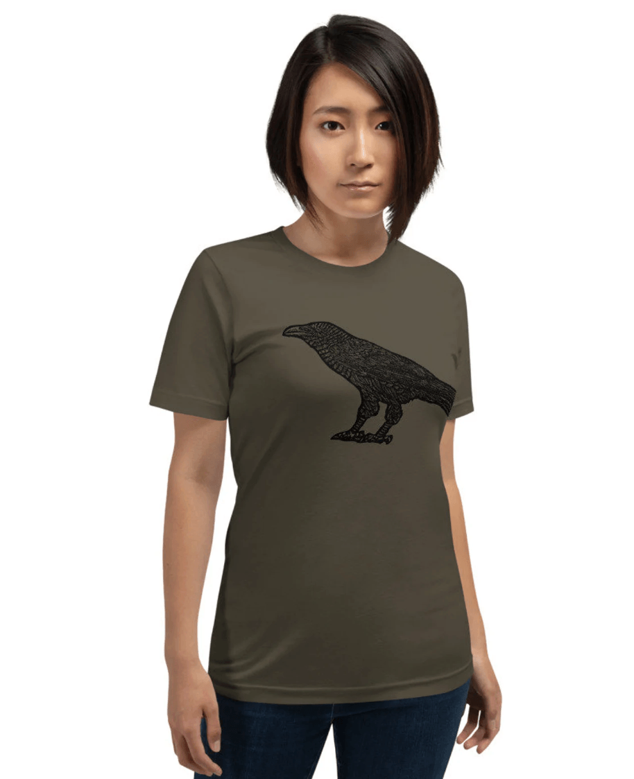 BellavanceInk: Standing Raven Design On Short Sleeve T-Shirt - BellavanceInk