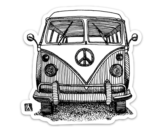 BellavanceInk: Vintage VW Bus Hippie Van Vinyl Sticker Illustration - BellavanceInk