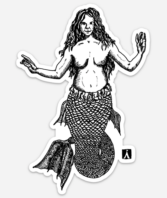 BellavanceInk: Pen & Ink Sketch Mermaid Vinyl Sticker Pen and Ink Illustration Active