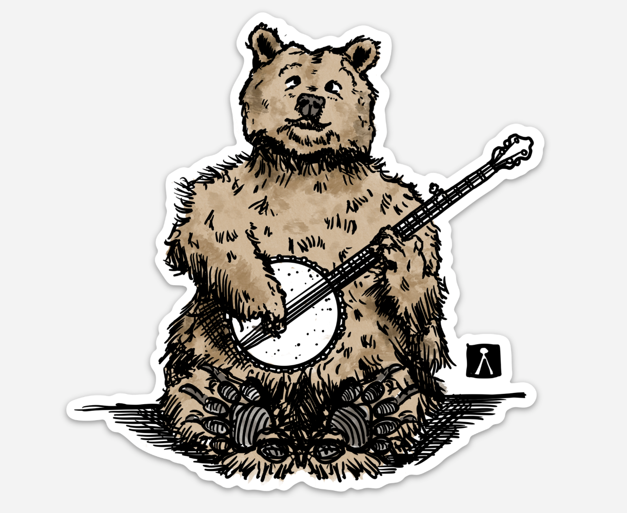BellavanceInk: Pen And Ink Drawing Of A Grizzly Bear Playing The Banjo
