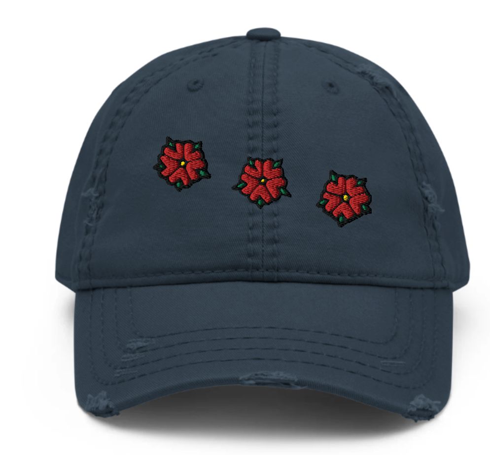 BellavanceInk: Crozet Flowers Distressed Hat With Embroidered Flowers