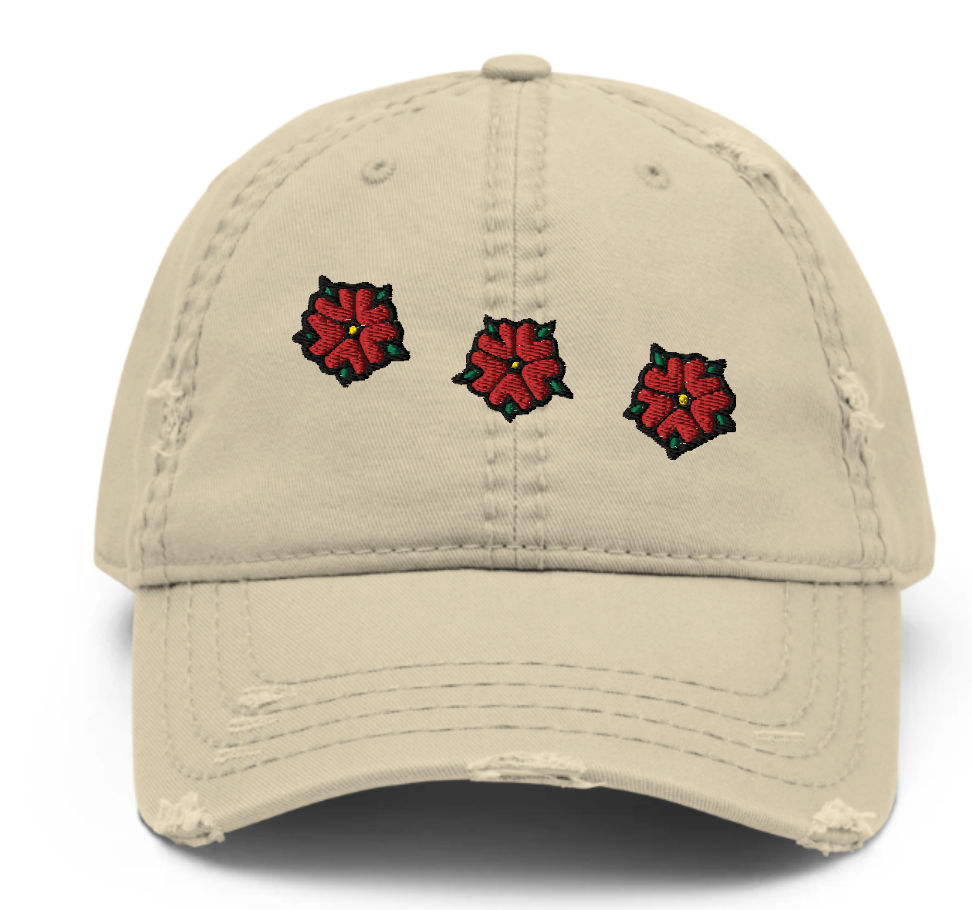 BellavanceInk: Crozet Flowers Distressed Hat With Embroidered Flowers