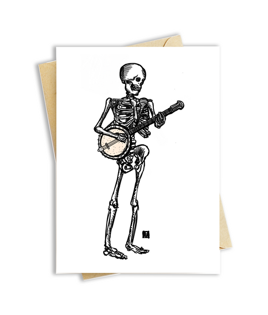 BellavanceInk: Greeting Card With Skeletons Playing The Banjo, Mandolin, Or Guitar 5 x 7 Inches