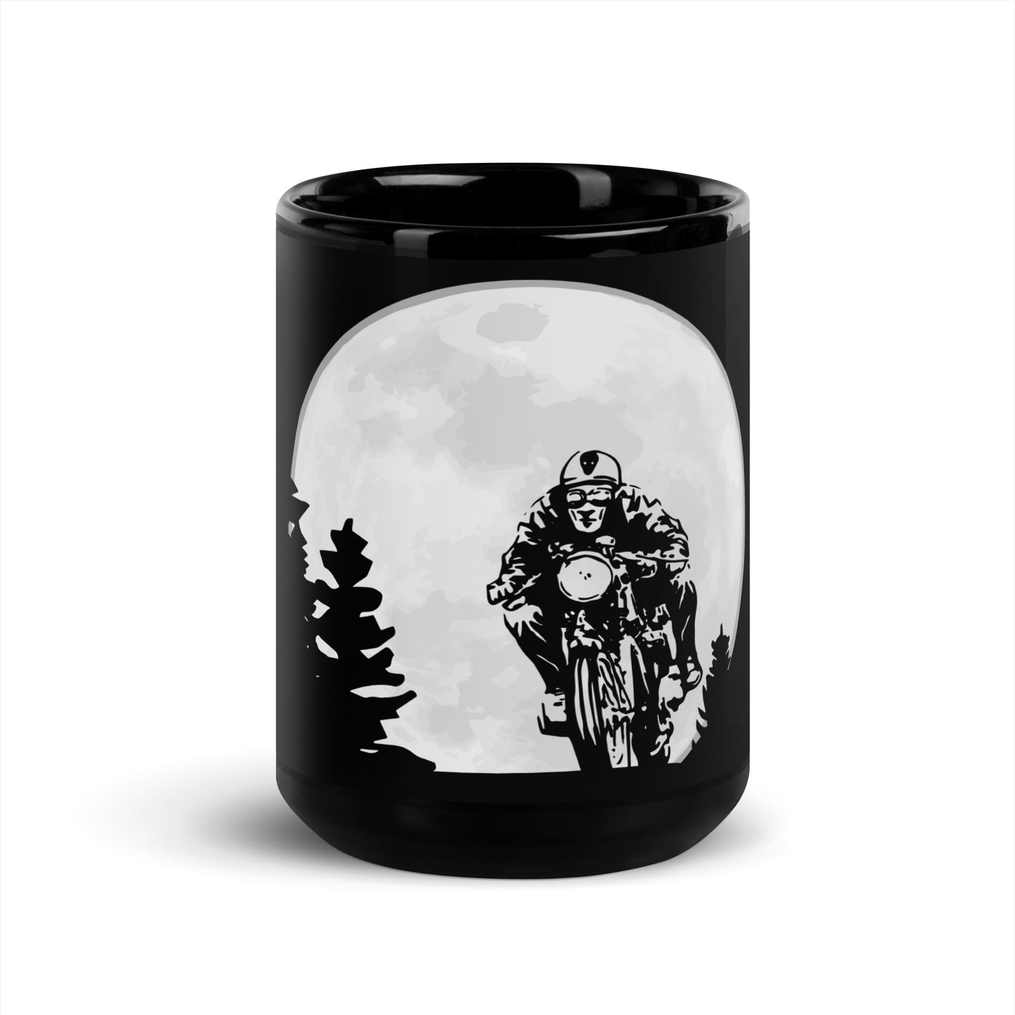 BellavanceInk: Midnight Moon Motorcycle Rider On Black Coffee Mug