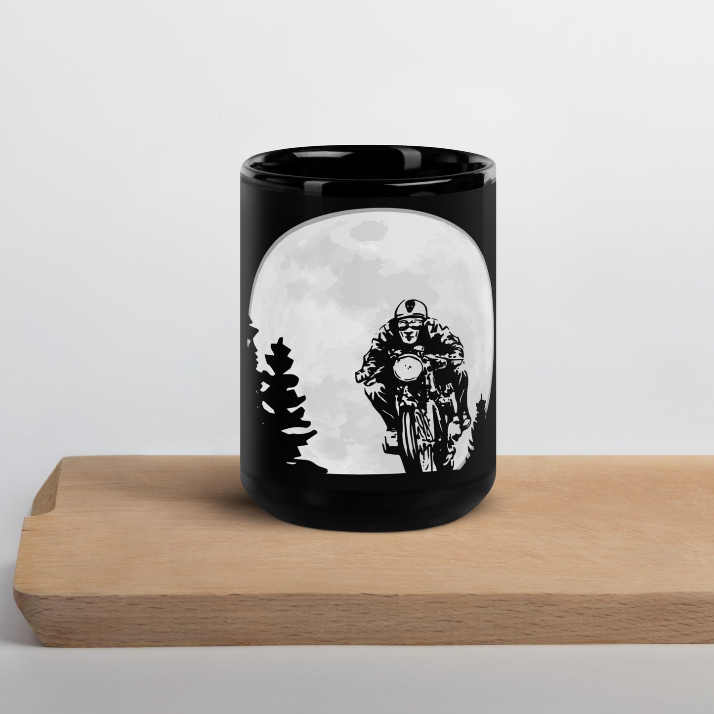 BellavanceInk: Midnight Moon Motorcycle Rider On Black Coffee Mug