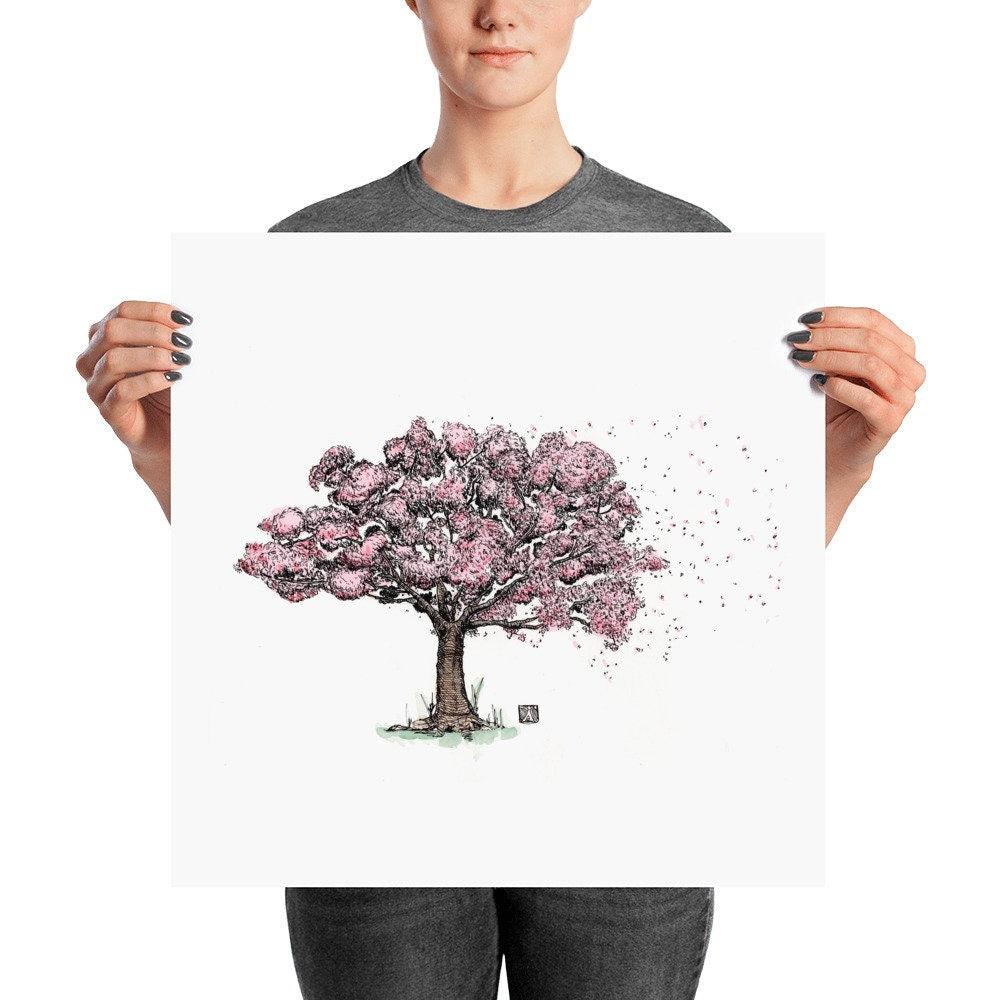 BellavanceInk: Pen & Ink/Watercolor Drawing of a Cherry Blossom Tree - BellavanceInk