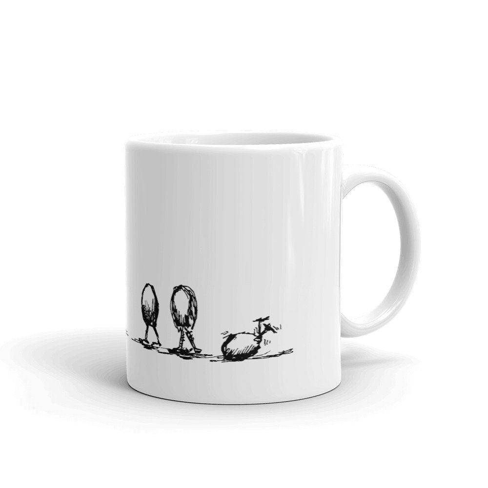 BellavanceInk: Coffee Mug With Chicken And Her Chicks Walking Pen & Ink Sketch - BellavanceInk