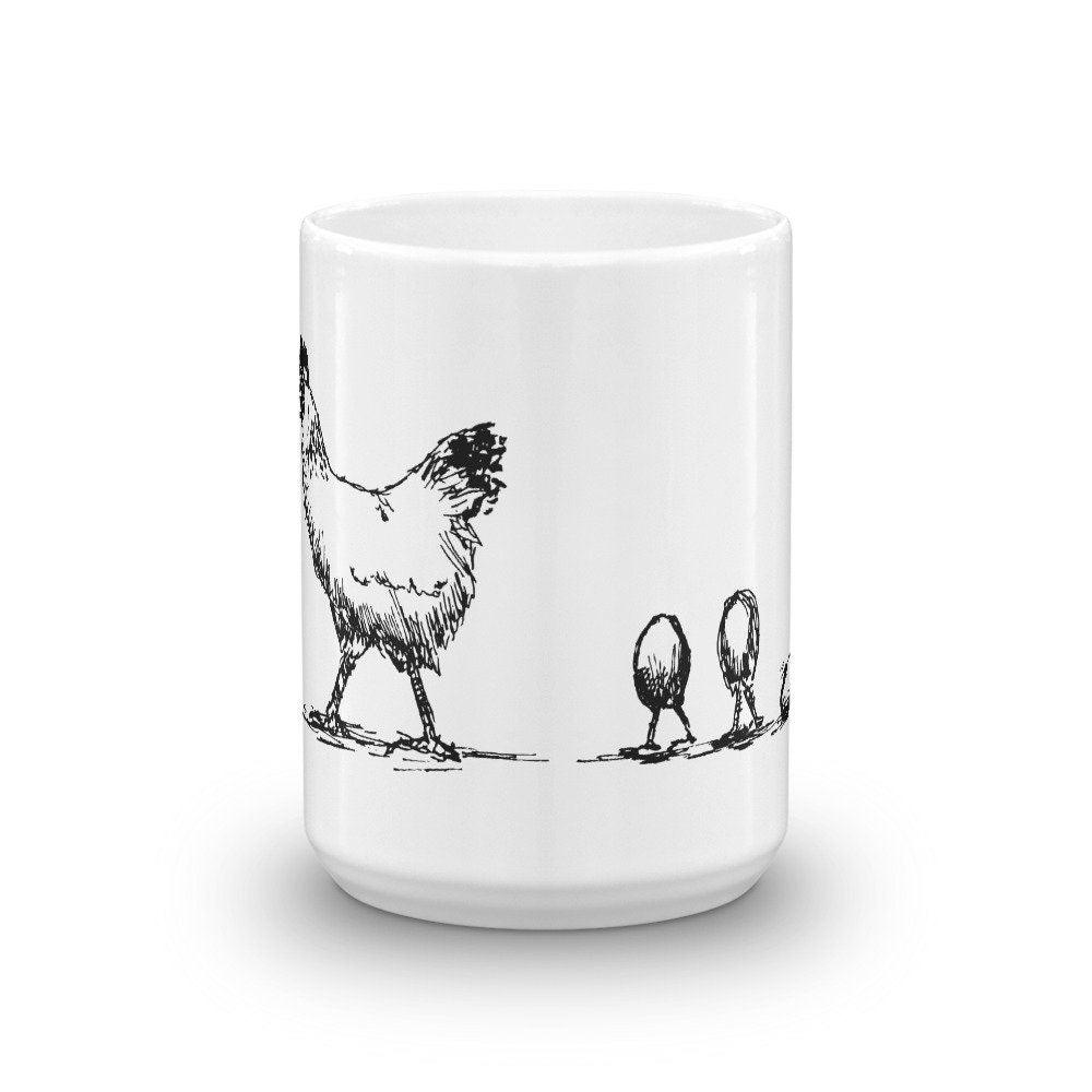 BellavanceInk: Coffee Mug With Chicken And Her Chicks Walking Pen & Ink Sketch - BellavanceInk