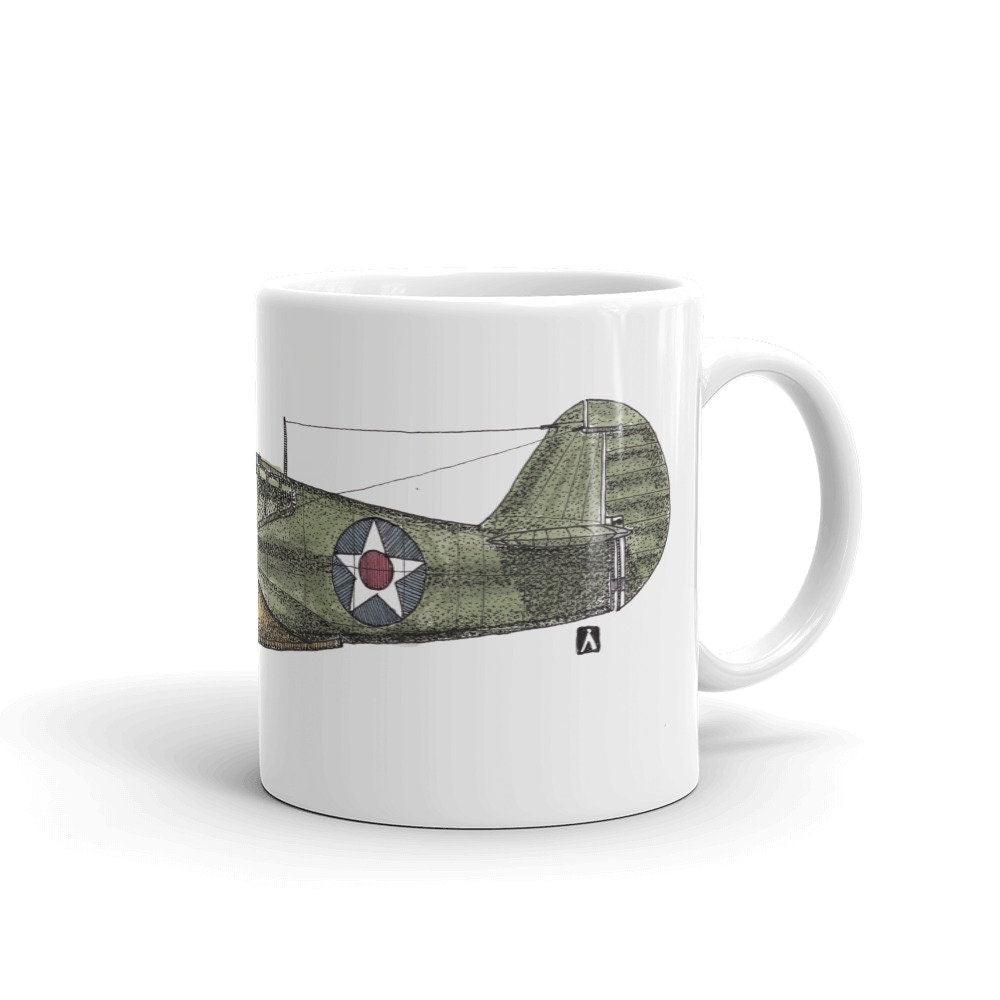 BellavanceInk: Coffee Mug With A P40 Warhawk Flying Tigers Pen & Ink Sketch With Watercolor - BellavanceInk