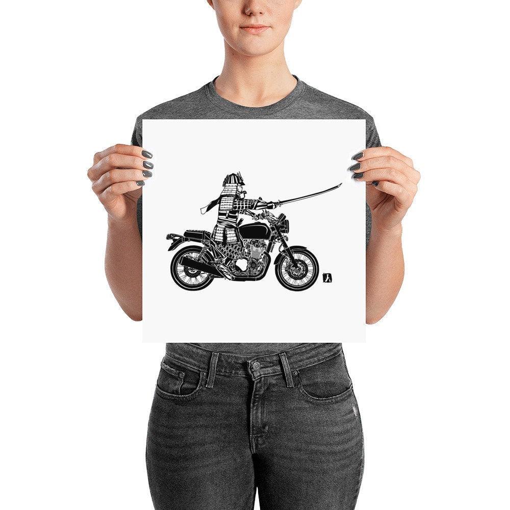 BellavanceInk: Samurai Warrior Riding a Motorcycle Print - BellavanceInk