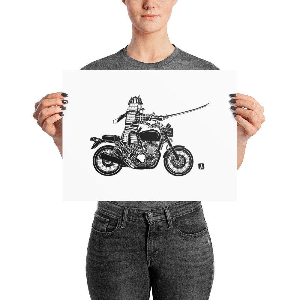 BellavanceInk: Samurai Warrior Riding a Motorcycle Print - BellavanceInk