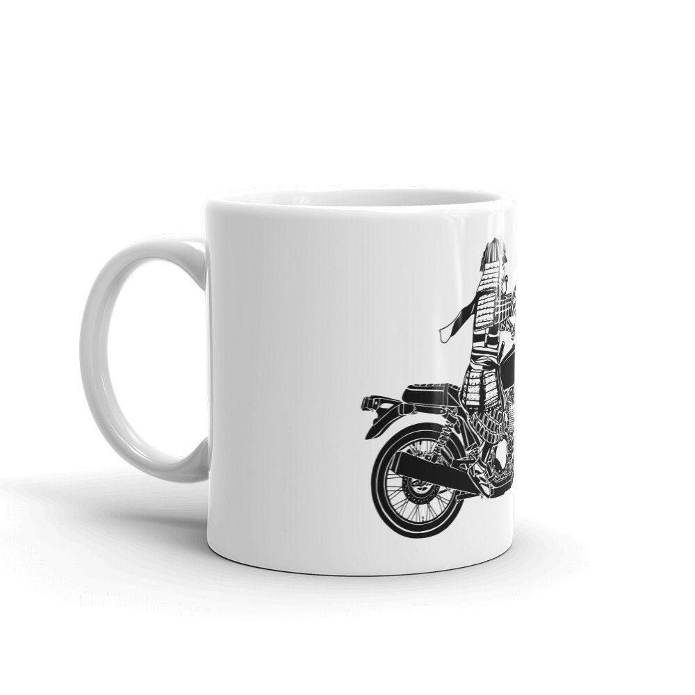 BellavanceInk: Coffee Mug Samurai Riding a Cafe Racer Motorcycle - BellavanceInk