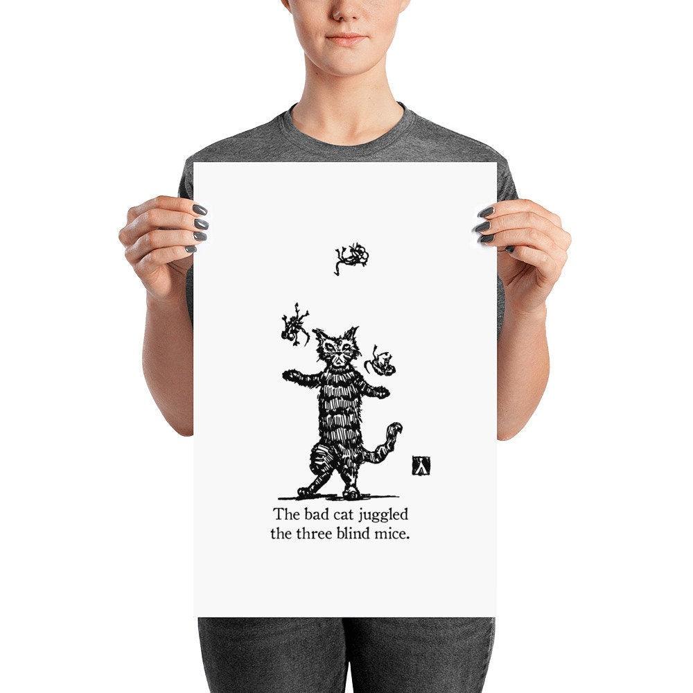 BellavanceInk: Pen & Ink Drawing of the Bad Cat Juggling Three Blind Mice - BellavanceInk
