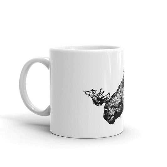 BellavanceInk: Coffee Mug With Mouse Jumping Off Of A Horses Nose Pen & Ink Sketch - BellavanceInk