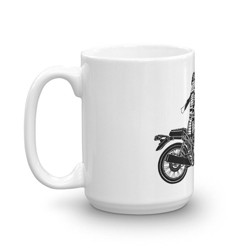 BellavanceInk: Coffee Mug Samurai Riding a Cafe Racer Motorcycle - BellavanceInk