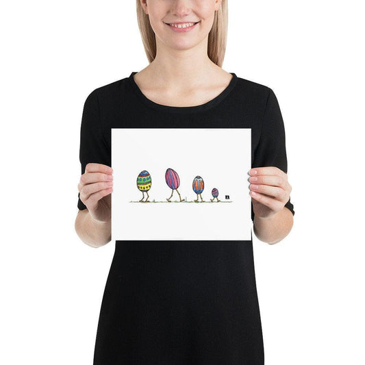BellavanceInk: Pen & Ink Drawing With Watercolor of Easter Egg Family Walking Together - BellavanceInk