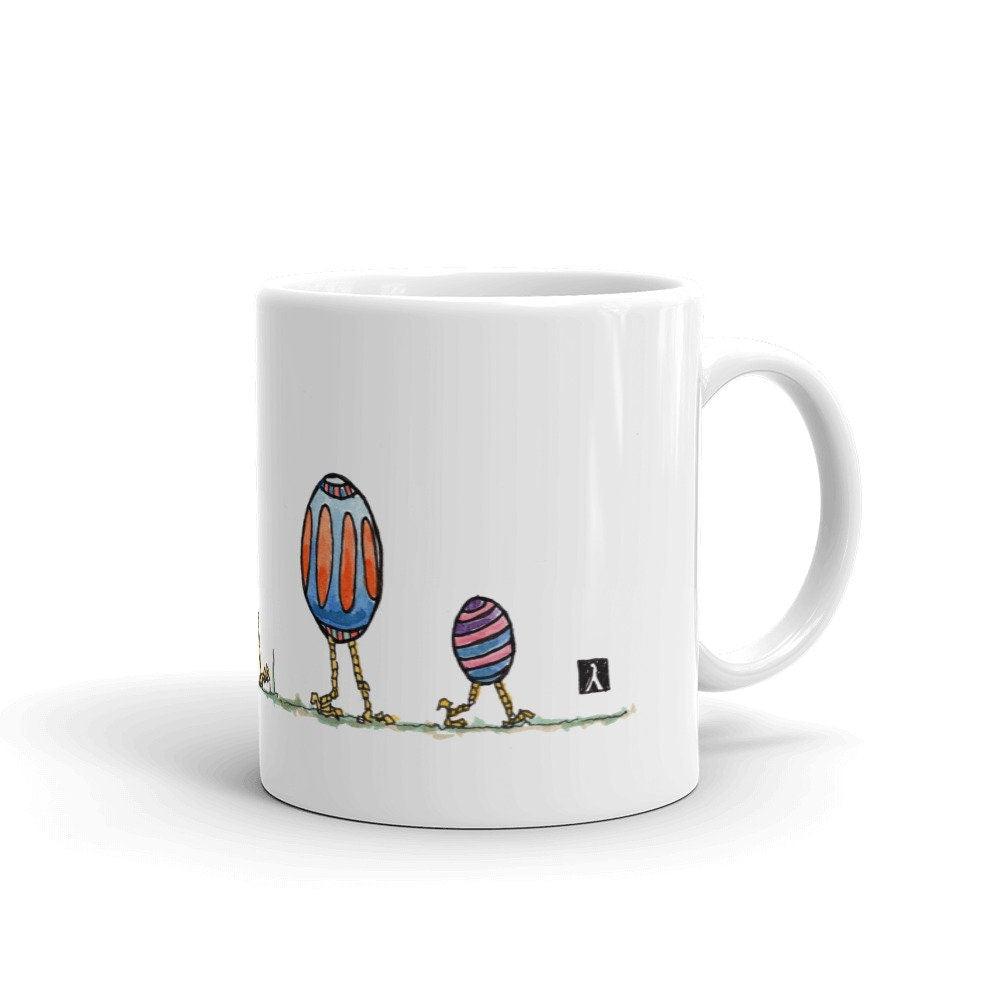 BellavanceInk: White Coffee Mug With Easter Egg Family Walking Together - BellavanceInk