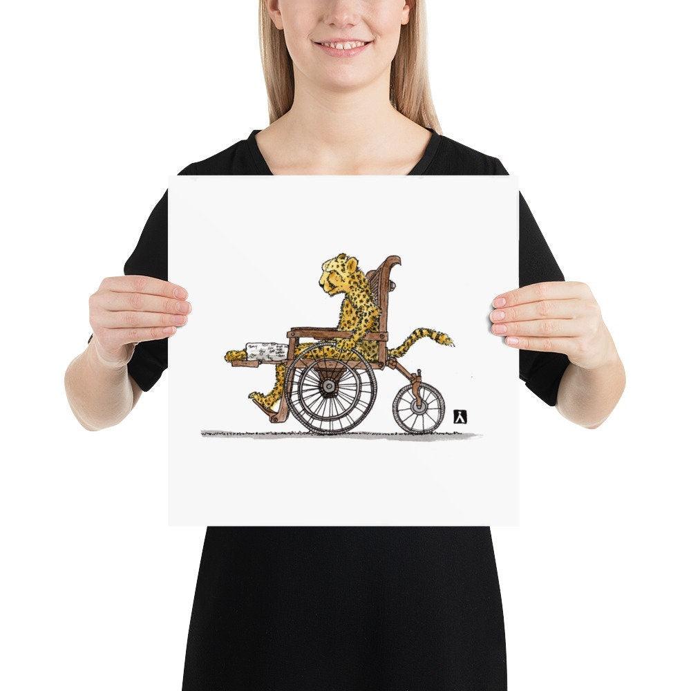 BellavanceInk: Injured Cheetah Strolling Along In His Wheelchair Limited Prints - BellavanceInk
