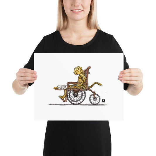 BellavanceInk: Injured Cheetah Strolling Along In His Wheelchair Limited Prints - BellavanceInk