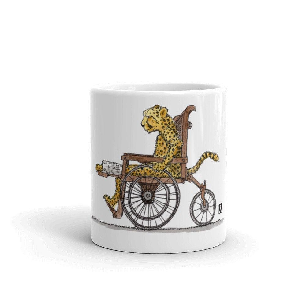 BellavanceInk: Injured Cheetah Strolling Along In His Wheelchair Limited Print On Coffee Mug - BellavanceInk