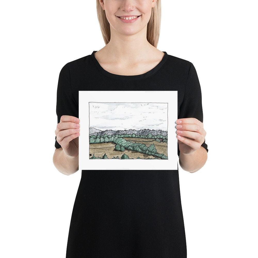 BellavanceInk: Limited print With Pen & Ink Watercolor Sketch Of Farm Near Crozet, Virginia - BellavanceInk