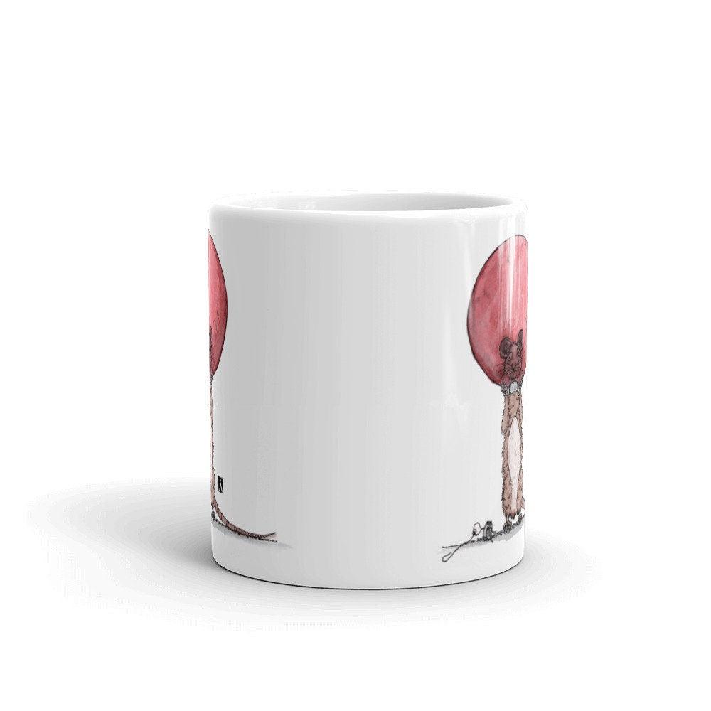BellavanceInk: Coffee Mug With Mouse With Head Stuck In Christmas Bulb Pen/Ink Watercolor - BellavanceInk