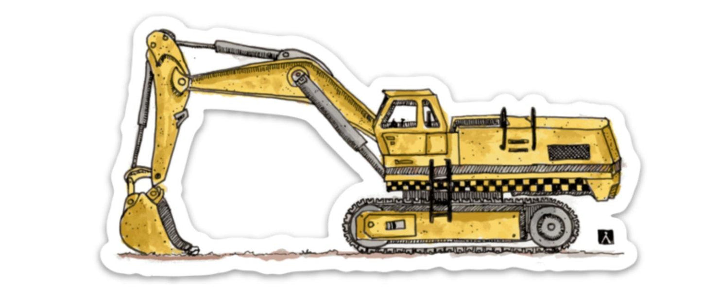 BellavanceInk: Construction Excavator Pen & Ink Watercolor Vinyl Sticker Illustration - BellavanceInk