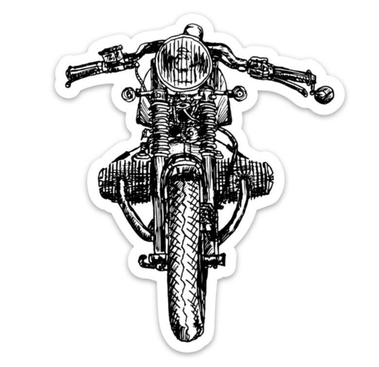 BellavanceInk: Vintage German Motorcycle R65 Cafe Racer Vinyl Sticker Illustration - BellavanceInk