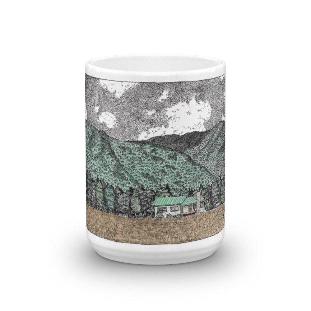 BellavanceInk: Coffee Mug With Pen & Ink Watercolor Sketch Of Crozet House Near The Mountains - BellavanceInk